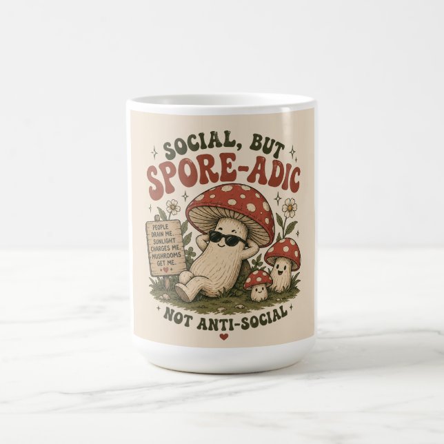 Spore-Adic Humör – Sött Avslappnat Svamp Retro Des Kaffemugg (Center)