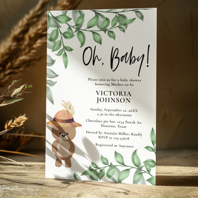 Spöret i Wood Baby Shower Inbjudningar (Skapare uppladdad)