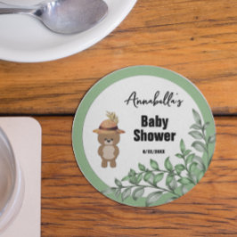 Spöret i Wood Baby Shower Underlägg Papper Rund