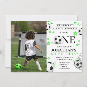 Sport 1:a födelsedagsfoto fotbollsfest inbjudningar