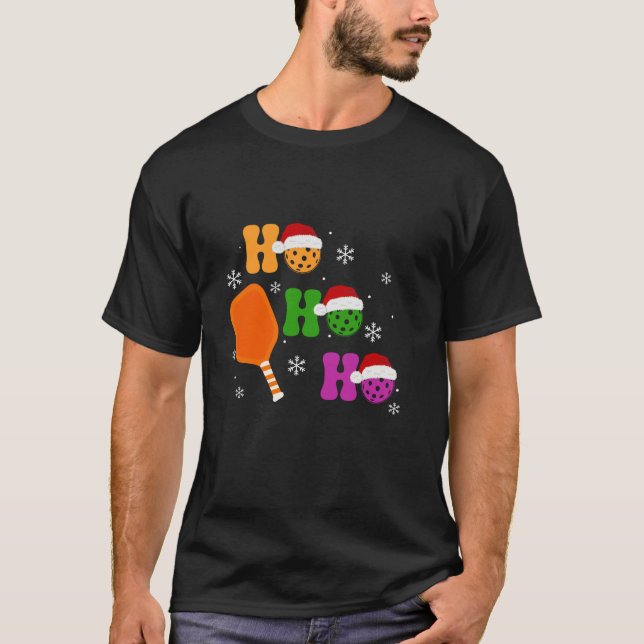 Sport Älskare Julgran Ho Ho Ho Ho Ho Pickleball Sa T Shirt (Framsida)