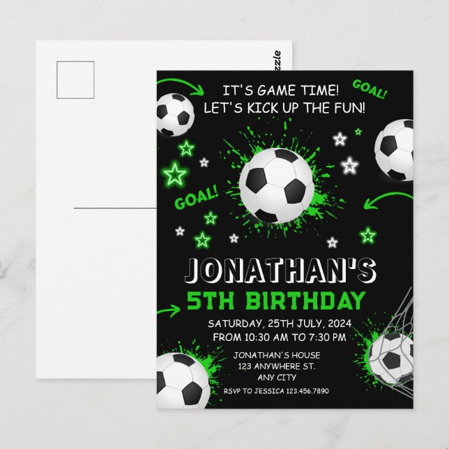 Sport Barn Fotboll Födelsedagsfest Vykort (Fram/baksida)