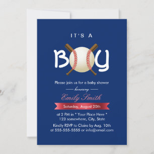 Sport Baseball Theme Det är en pojkvän-babyskor Inbjudningar