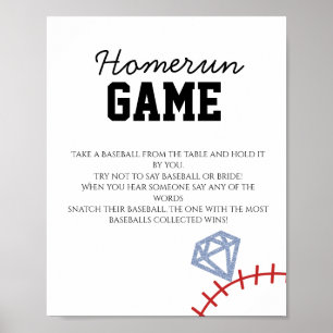 Sport Baseboll Hemmaloppa Glitter Bröllopsduschspe Poster