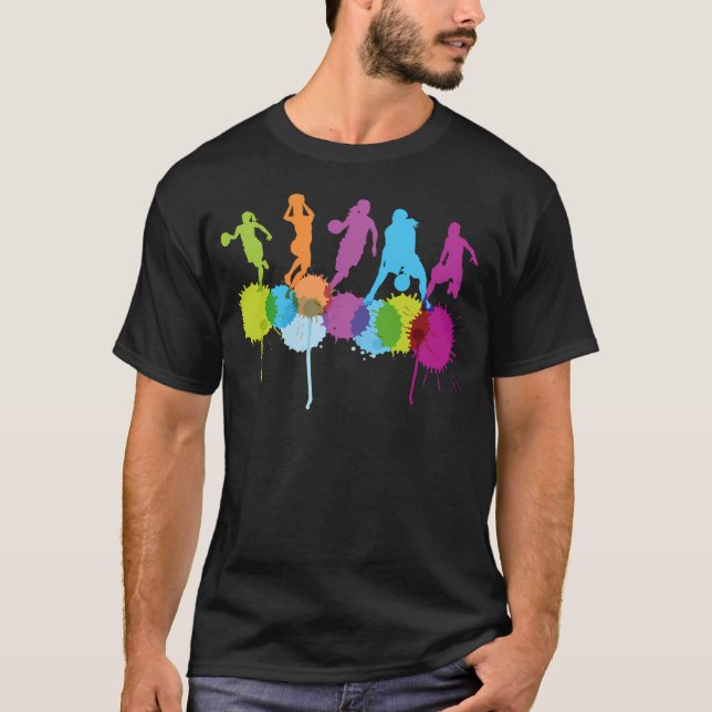Sport Basketball färg Stänk T Shirt (Framsida)