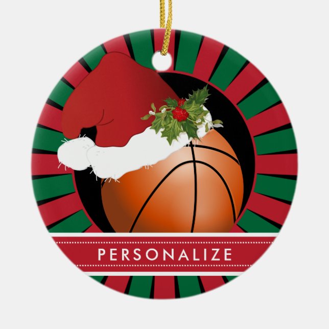 Sport Basketball jultomten Hat Julgransprydnad Keramik (Framsidan)