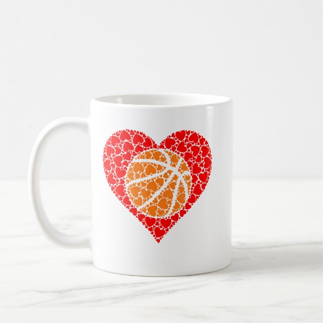 Sport Basketboll Röd Kärlek Formad Hjärt Valentin Kaffemugg (Vänster)