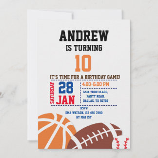 Sport Birthday Invitation Inbjudningar