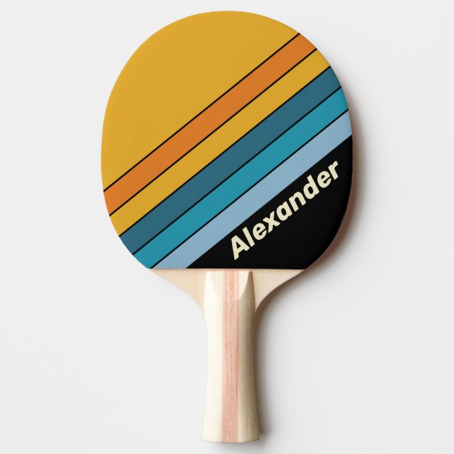 Sport Black Rainbow Striped with Name Pingisracket (Framsidan)