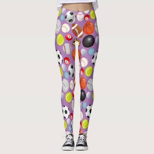 Sport Bollar Mönster LPurple BG Leggings (Framsida)
