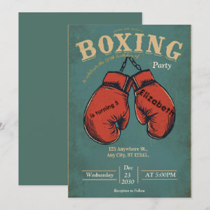 sport boxning födelsedagsinbjudan inbjudningar