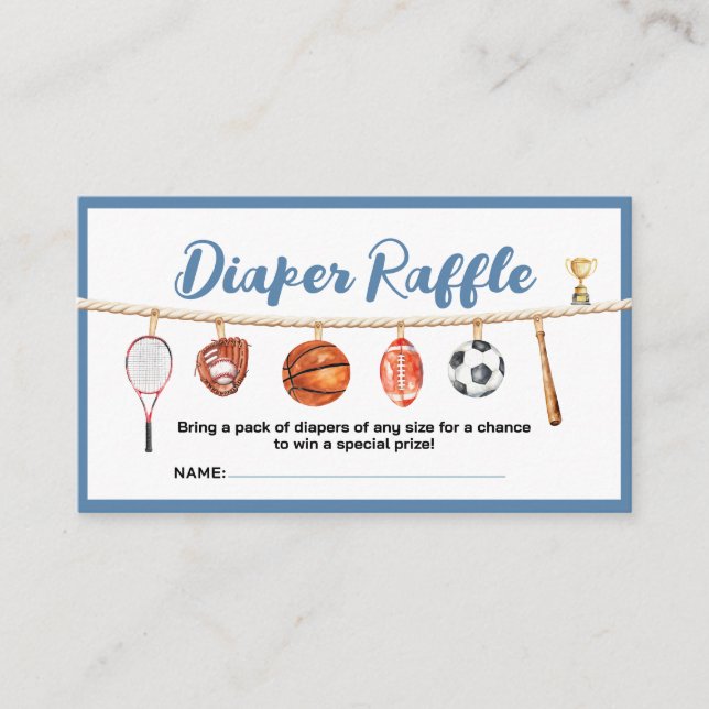 Sport Boy Ball All Star Themed Party Diaper Raffle Tilläggskort (Framsida)