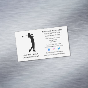 Sport Coach Female Golf Instructor Social Media Magnetiska Visitkort