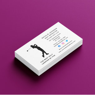Sport Coach Female Golf Instructor Social Media Visitkort
