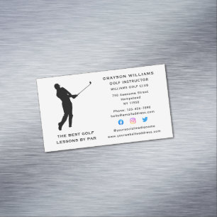 Sport Coach Male Golf Pro Instructor Social Media Magnetiska Visitkort