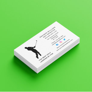 Sport Coach Male Golf Pro Instructor Social Media Visitkort