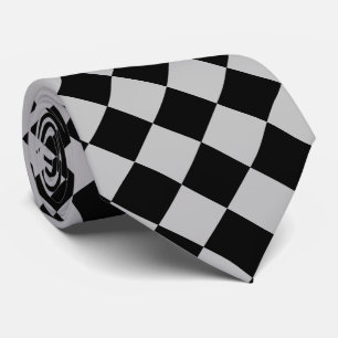 Sport Flagga Neck Tie Black och Grått Check Slips