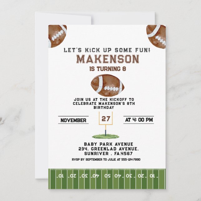 Sport Football  Second Birthday 8th year Down Inbjudningar (Framsida)