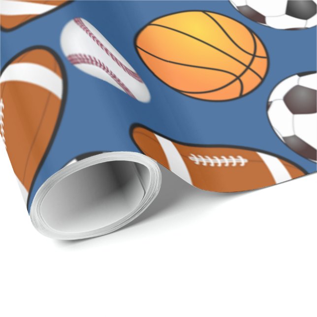 Sport fotboll fotboll baseboll basketboll Mönster Presentpapper (Rullad Hörn)
