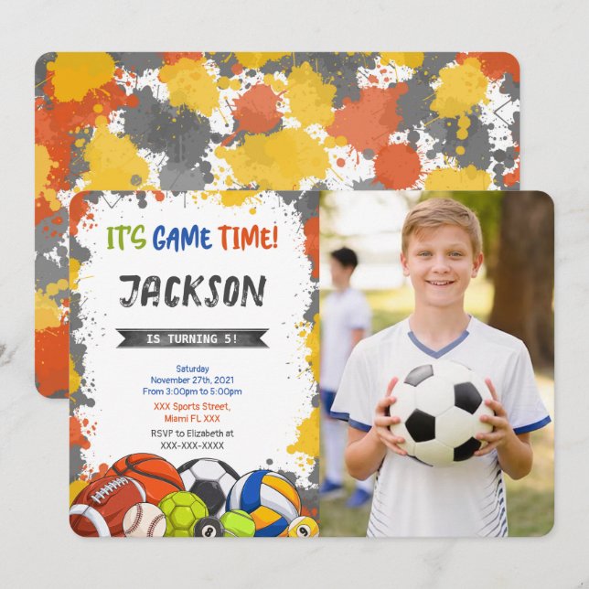 Sport foto inbjudan (Fram/baksida)