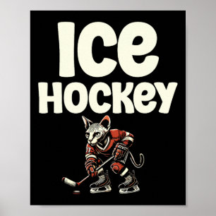 Sport Ishockey Katt Enthusiast Kattunge Kärlek Poster