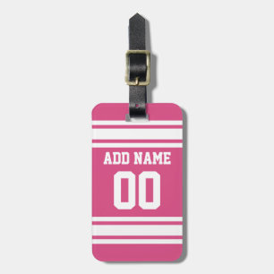 Sport Jersey med Namn och nummer - Rosa White Bagagebricka