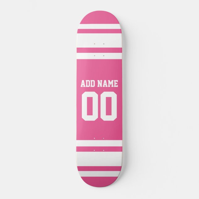 Sport Jersey med Namn och nummer - Rosa White Skateboard Bräda 21,5 Cm (Framsida)