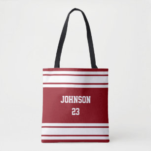 Sport Jersey Mörk Red and White - DIY Text & Fär Tygkasse
