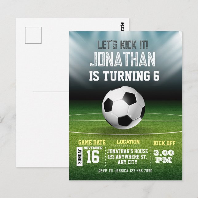 Sport Kids Fotboll 1-årsdag Vykort (Fram/baksida)