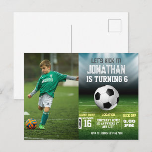 Sport Kids Fotboll Födelsedagsfoto Vykort