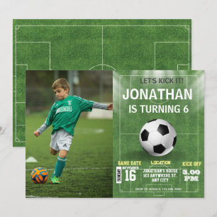 Sport Kids Fotboll Fotboll Foto Födelsedag Inbjudningar