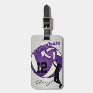 Sport Lila Volleyball DIY Namn & Number Bagagebricka
