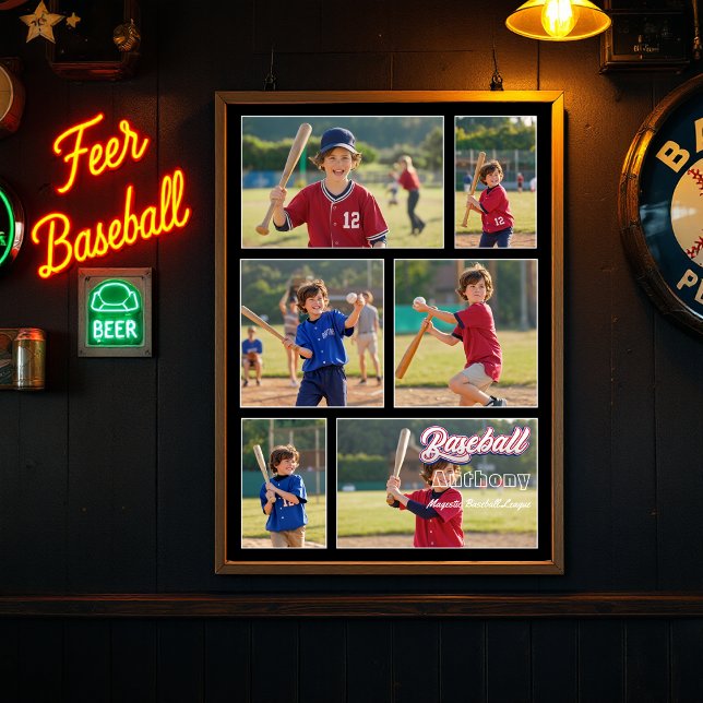 Sport Memory Gift Anpassningsbar Baseball Photo Co Poster (Sports Memory Gift Custom Baseball Photo Collage Poster)