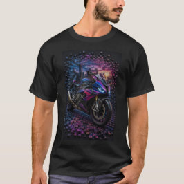 Sport Motorcykel Mosaik Art Grafisk T-Shirt