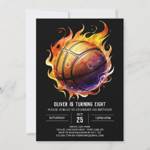 Sport Net Orange Basketball Birthday Inbjudningar