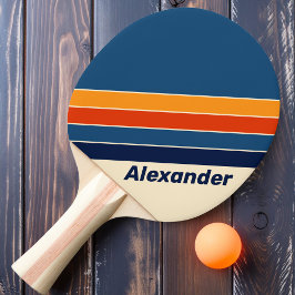 Sport Öken Retro Regnbåge Randig med Namn Pingisracket