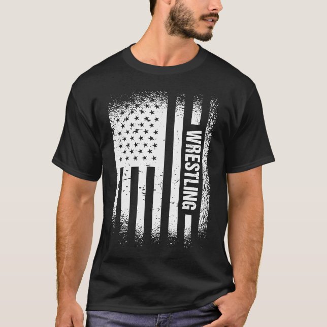 Sport Oss Flag Brottning  4 T Shirt (Framsida)