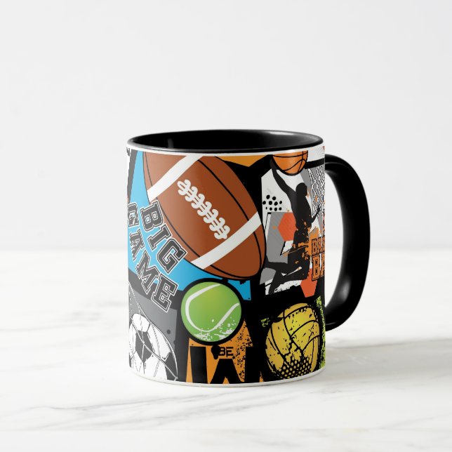 Sport Pattern With Balls Mugg (Framsida höger)
