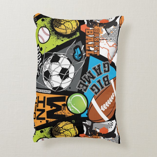 Sport Pattern With Balls Prydnadskudde (Baksidan(Vertikal))