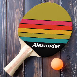 Sport Retro Midnatt Regnbågsrandig med namn Pingisracket