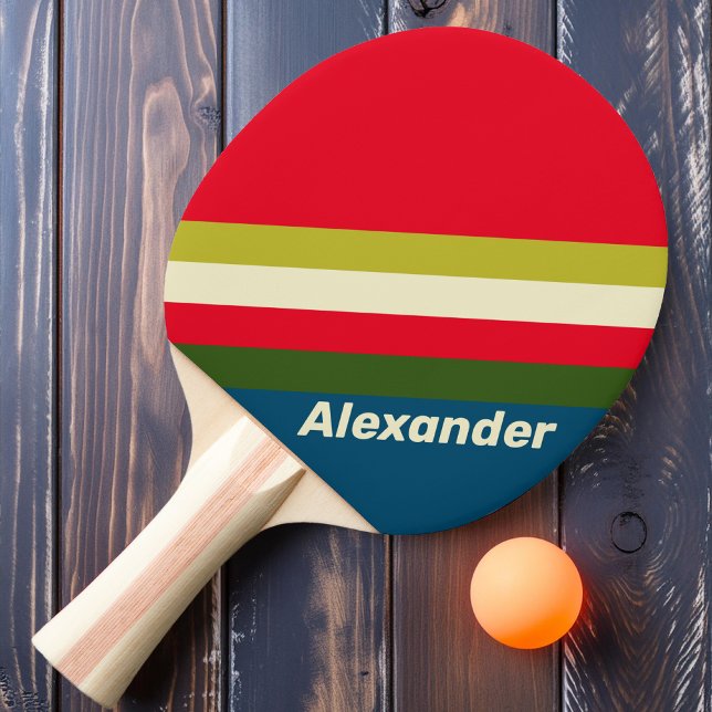 Sport Retro Rugby Randig med Namn Pingisracket (Skapare uppladdad)
