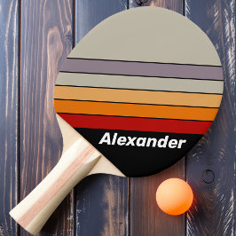 Sport Retro Vibe Randig regnbåge med namn Pingisracket