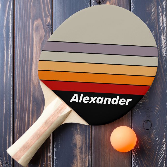 Sport Retro Vibe Randig regnbåge med namn Pingisracket (Skapare uppladdad)