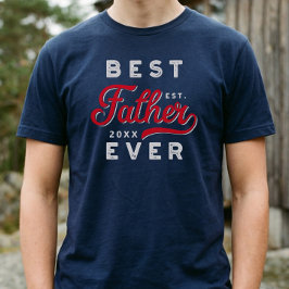 Sport Stil Red & Navy Emblem Best Far någonsin T Shirt