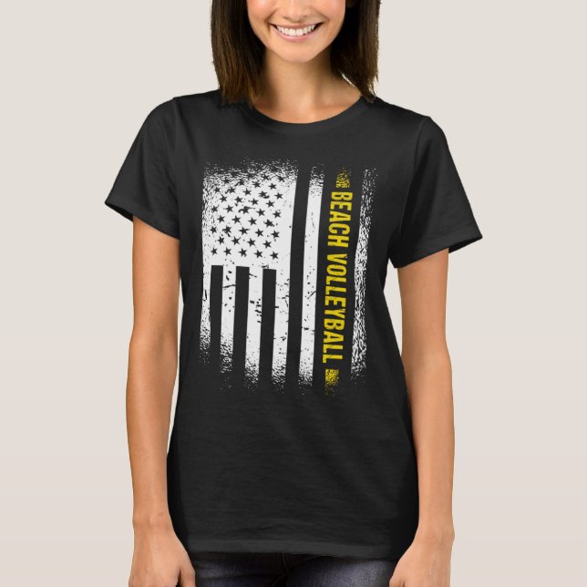 Sport Us Flag Beach Volleyball 1 T Shirt (Framsida)