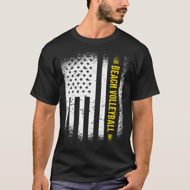 Sport Us Flag Beach Volleyball 1 T Shirt (Framsida)