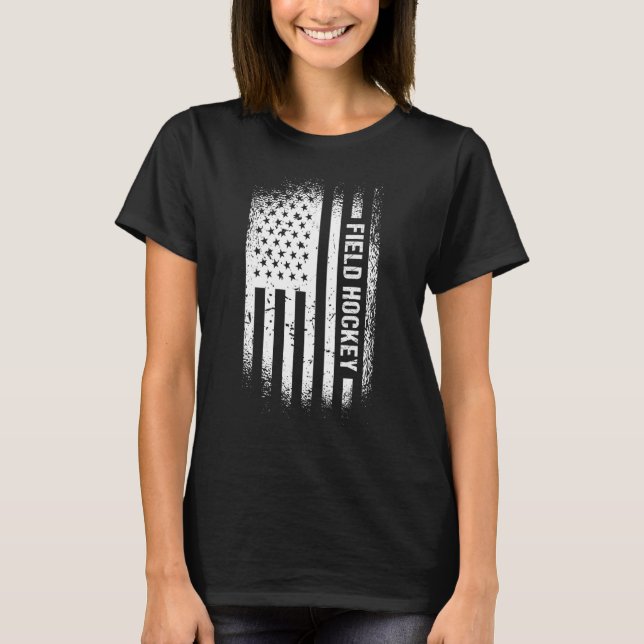 Sport Us Flag Field Hockey T Shirt (Framsida)