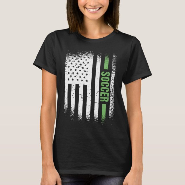 Sport Us Flag Fotboll  4 T Shirt (Framsida)