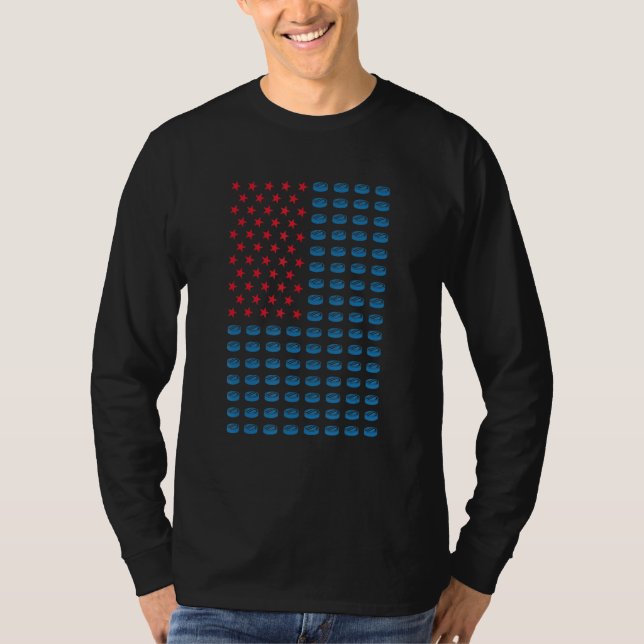 Sport Us Flag Ice Hockey_1 T Shirt (Framsida)