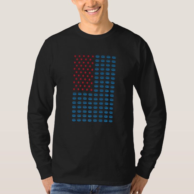 Sport Us Flag Ice Hockey Premium_2 T Shirt (Framsida)
